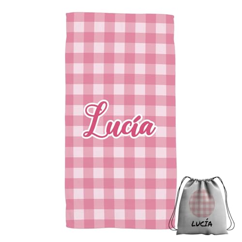 ZPUBLI+ Toalla De Playa Unisex Personalizada (Toalla Vichy Fucsia)