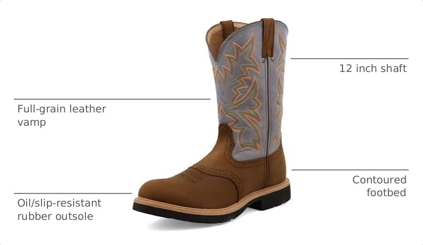 Image of Twisted X mens 12 inch Pull on Soft Toe Western Work Boot