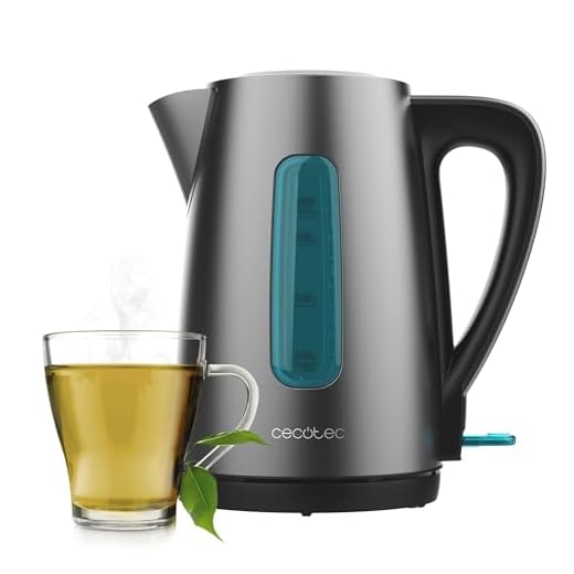 Cecotec Bollitore Elettrico da 1,7L Thermosense 210 Steel. 2200W, Corpo in Acciaio Inossidabile, Base Girevole 360º, Manico Ergonomico a Tocco Freddo, Indicatore Luminoso, Doppio Sistema di Protezione
