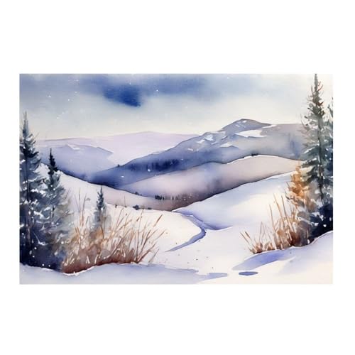 Paysage dans la neige aquarelle GAEKKO grand poster mural pour habiller facilement un mur