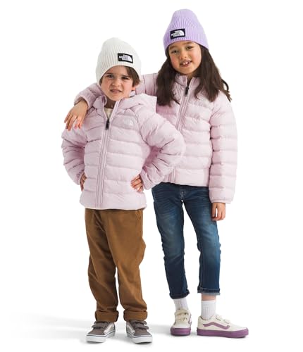 The North Face Kids' Reversible Perrito Insulated Hooded Jacket 2 in 1 Winter Coat for Boys & Girls, Lightweight & Water Repellent, Pale Blossom, 3