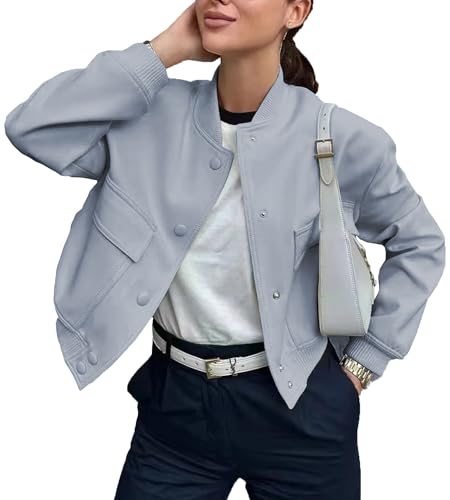 EOICIOI Bomber Donna Autunno Inverno Giacca Corta Nero Marrone Khaki