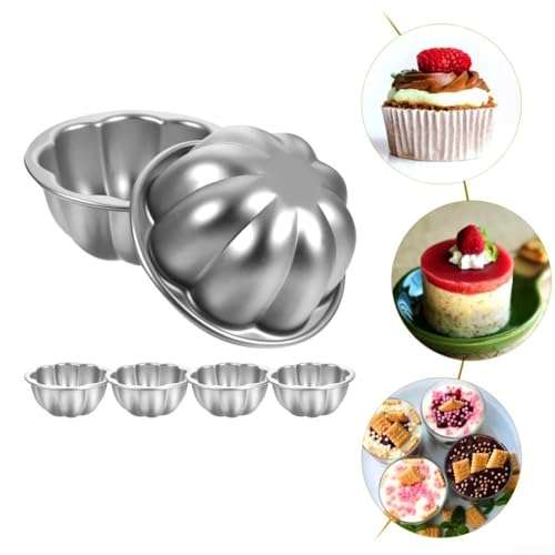 Honseadek Juego de 6 pudines de aleación de aluminio con forma de flor para postres individuales, hornear, fiestas y uso doméstico