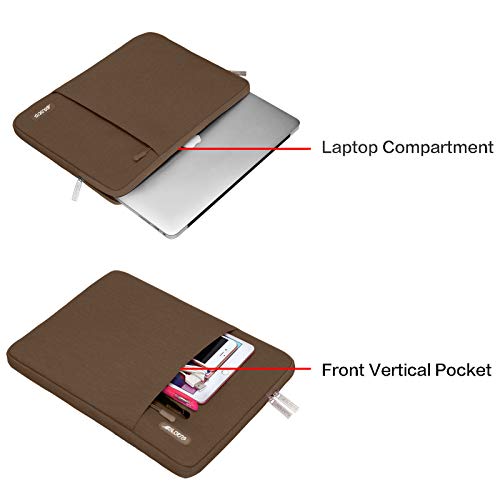 Image of MOSISO Laptop Case 14 inch, 14 inch Laptop Sleeve Compatible with HP Lenovo Dell ASUS Acer, HP Stream, Dell Latitude, Lenovo IdeaPad, Polyester Vertical Computer Sleeve Bag with Pocket, Brown