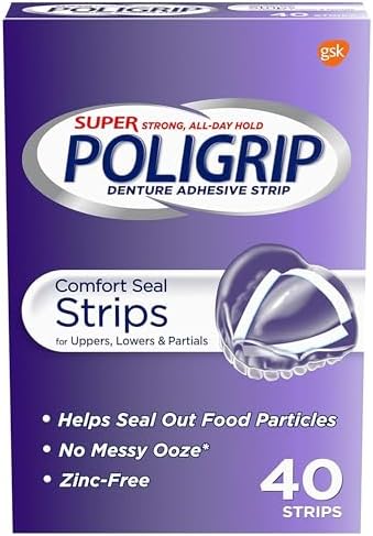 Super Poligrip Comfort Seal Denture and Partials Adhesive Strips, 40 Count
