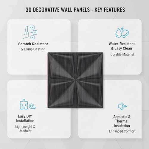 Image of Kayra Decor 3D PVC Wall Panel Bloom Design, Grey Pine Wood Color 19.7 inch x 19.7 inch (Pack of 18) - Covers 48.51 Sq. Ft.