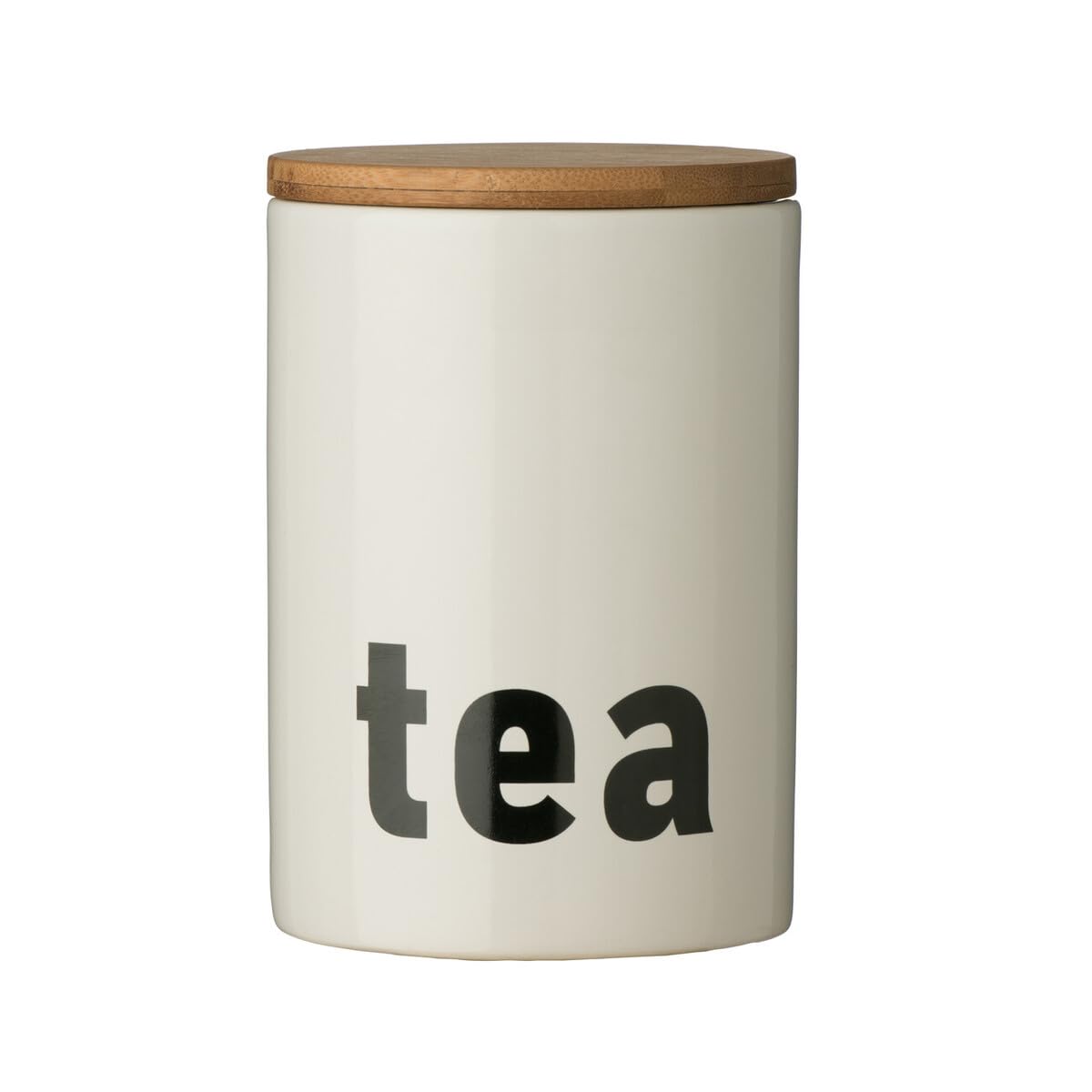 Premier Housewares Mono Tea Canister Dolomite, Bamboo Lid White