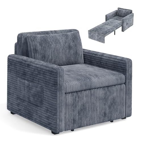 Xbro Fauteuil-Lit Extensible 3 en 1, Convertible en Lit, Idéal pour Studios, Petites Chambres Et Chambre D’Amis. Velours Côtelé Doux, Gain De Place....