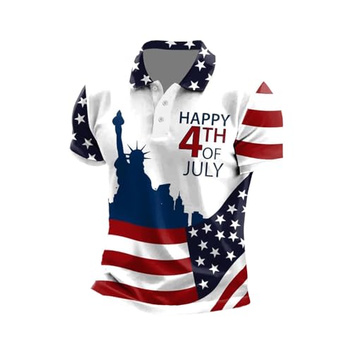 Men's Independence Day Statue of Liberty Print Happy 4Th of July Casual Polo Shirt