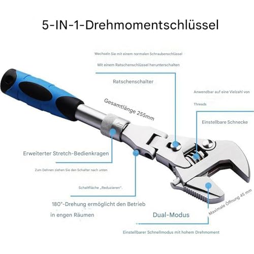 Clé à cliquet extensible 10-12" pour débloquer les boulons difficiles d'accès - 6