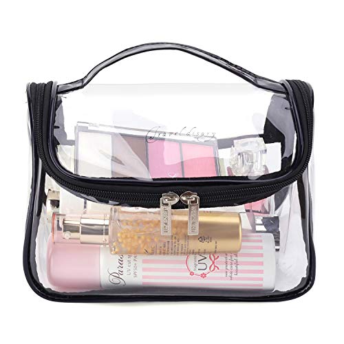 BeeViuc Neceseres para Maquillaje PVC Transparente Bolsa de cosméticos a Prueba de Agua Bolsa de Lavado portátil de Herramientas de Belleza necesarias - Negro