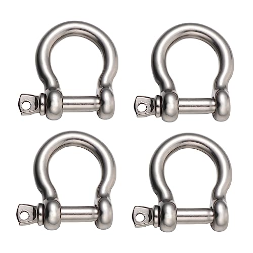 HAPINARY 4pcs Stainless Steel D-Shackle Shaped Lifting Shackles for Winching Recovery