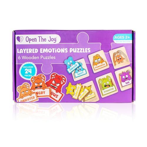 Open The Joy My Emotion Levels Peg Puzzle   Rompecabezas de regulación emocional de 24 piezas para niños | Herramienta de aprendizaje SEL para identificar y expresar emociones | Rompecabezas de madera