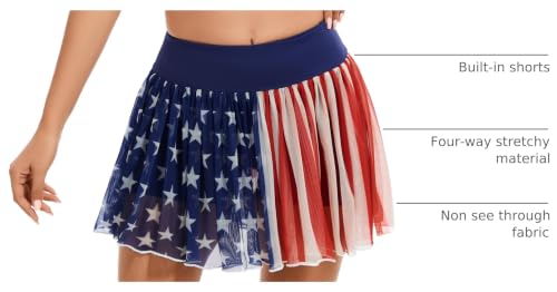 Image of Ibeauti Womens Mini Flowy Skort High Waisted Pleated Tennis Golf Skirts Mesh Ruffler Athletic Skirt with Shorts Pockets