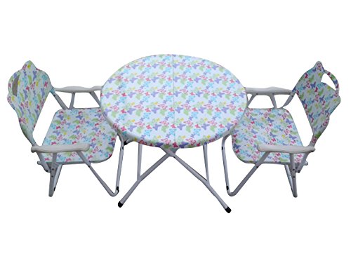 Image of AMAZE Foldable Kids Baby 1 Table-2 Chair Set-Multipurpose Study, Dining, Play, Writing & Craft Activity Table|Powder Coated Iron Frame, Portable & Space Saving- Multicolor Butterfly Print