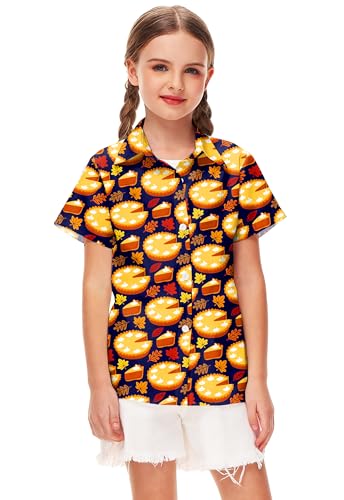 Image of Remimi Unisex Kids Halloween Shirt Boys Pumpkin Ghost Shirts Hawaii Button Up Tops 5-14 Years