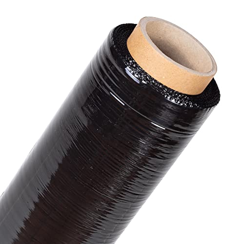 Precifilm Film Embalaje Negro Estirable   Film Plastico Elástico y Resistente con Núcleo Fino   50cm Ancho, 23 Micras de Grosor, Excelente Adherencia   Film para Embalar, 200m, Paquete de 1 Rollo