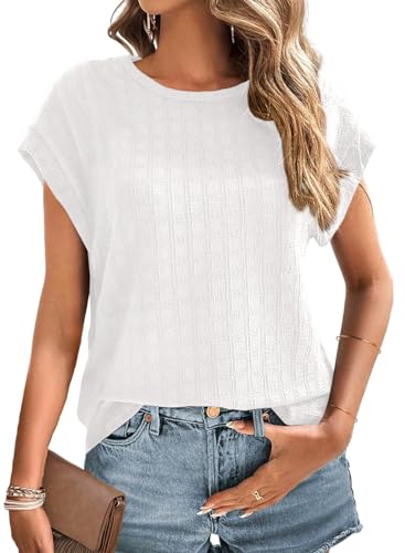 Chicrise T-Shirt Damen Summer Fledermausärme Lässige Oberteile Kurzarm Elegant Einfarbig Trendy Casual Basic Top Weiß 2X Groß 50-54 Chicrise T-Shirt Damen Summer Fledermausärme Lässige Oberteile Kurzarm Elegant Einfarbig Trendy Casual Basic Top Weiß 2X Groß 50-54
