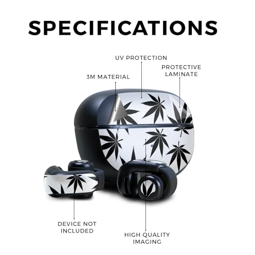 Image of Skin Compatible with Bose Ultra Open Earbuds - Pot Leaves Black - Premium 3M Vinyl Protective Wrap Decal Cover - Easy to Apply | Crafted in The USA by MightySkins