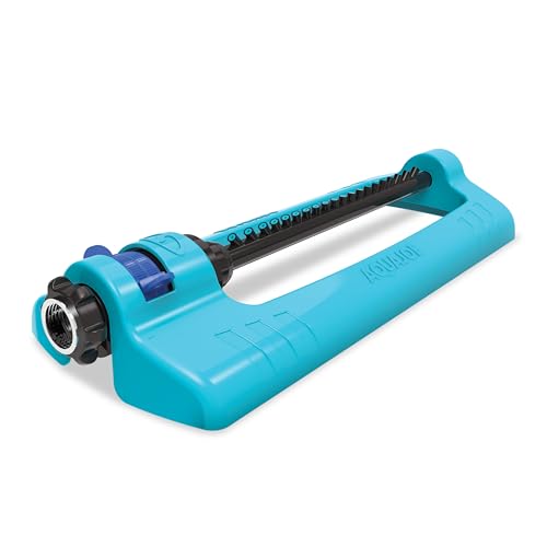Aqua Joe Oscillating Sprinkler with Adjustable Spray, 20 Clog-Resistant Nozzles, Metal Base...