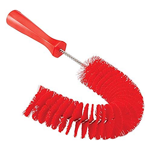 Image of Vikan 7 7 /8 in W Hook Brush, Medium, 5 1 /4 in L Handle, 15 1 /2 in L Brush, Red, Polypropylene 53724-1 Each