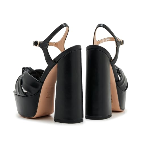 ZXHYZLZ Chunky Platform Heels For Women Open Toe 6-inch Heel Pointed Toe Ankle Sling Adjustable2