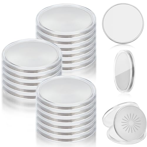 Webeedy 20 Monedas En Blanco Con Relieve De Metal Para Sublimación, 40 Mm, Grabado Láser, Etiquetas Redondas Con Borde Roscado Y Caja Protectora Acrílica Para San Valentín