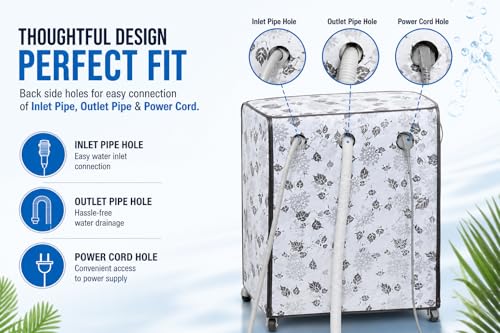 Image of AMAZOR Plastic Front Load Washing Machine Cover For Samsung 8Kg , 8.5 Kg , 9 Kg | Waterproof & Dustproof (63Cmsx63Cmsx81Cms)