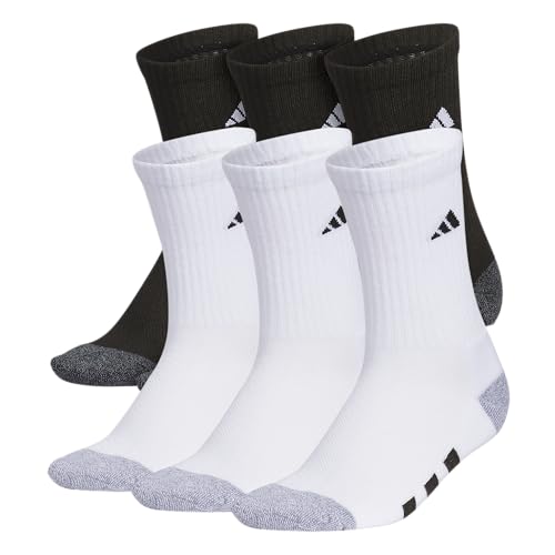adidas Unisex Kids Crew Socks for Boys and Girls Youth (6-Pack) Athletic Cushioned and Comfortable Tall Mid-Calf
