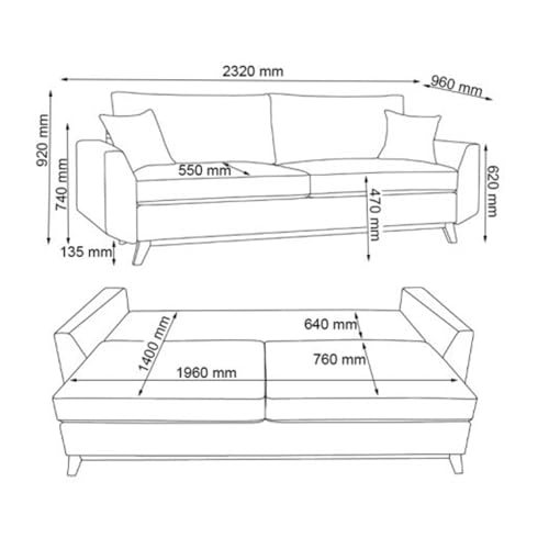 Foto von VitaliSpa Sofa Sidney, Schlafcouch, Blau, 230 cm