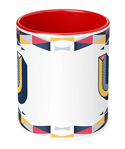 Image of 3D Colorful Alphabet Letter U Printed Coffee Mug for Girls Boys Friends Love Kids Best Gift for Birthday Anniversary Initial Letter U (Ceramic Tea Coffee Mug-350ml) - ABV3TM2 121