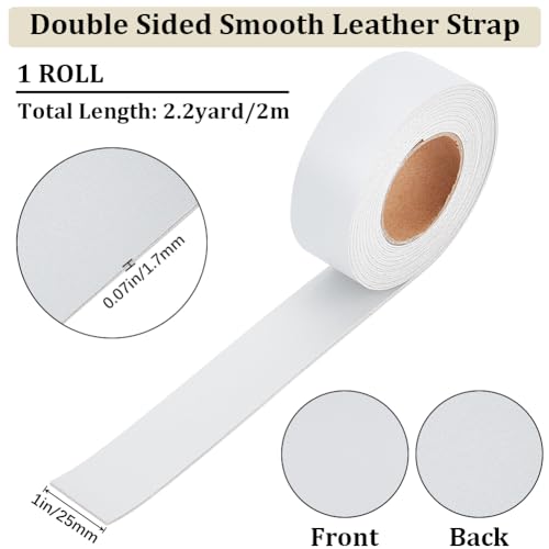 GORGECRAFT 25mm Wide Flat Leather Cord 200cm Long Double-Sided Lychee Pattern Leather Strips Imitation Leather Strap Strings for DIY Craft Projects Belt Jewelry Making Tooling Workshop - Image 2