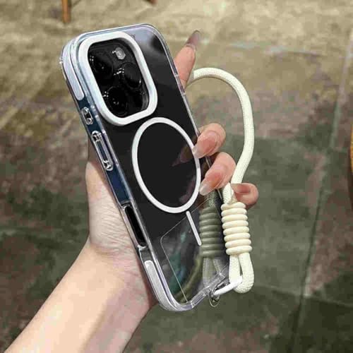 Coque antichoc iPhone 15 Plus transparente aimantee munie d'un cordon de securite