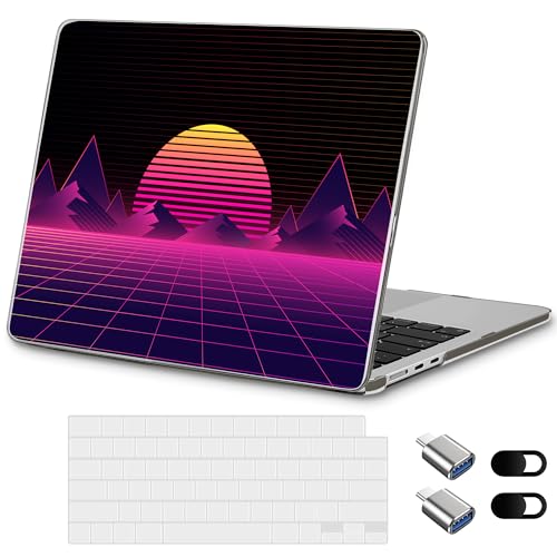 Coque MacBook Air 13.6 M4 esthétique Synthwave pour travailler au café avec vos accessoires USB-C