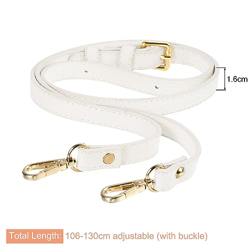 Image of uxcell Purse Strap, Leather Adjustable Replacement Strap for Women's Crossbody Handbags Bag, 0.6 inch Wide, 41-51 inch Long (White)