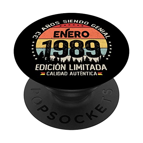 Regalo 33 años Cumpleaños Hombre Mujer - Enero 1989 PopSockets PopGrip Intercambiable