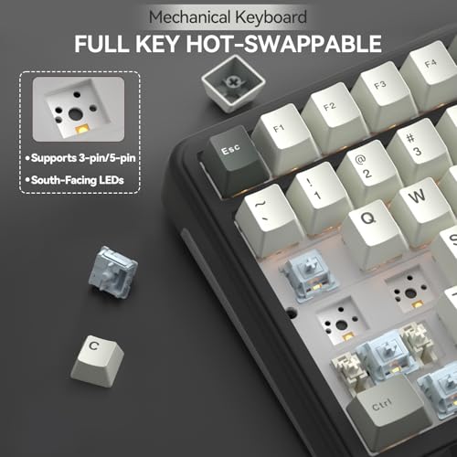 Image of SOLAKAKA A99 Pro Wireless Mechanical Keyboard with LCD Screen & Metal Knob, 2.4GHz /BT5.0 /USB-C, RGB Backlit Gaming Keyboard, Hot Swappable, Creamy Keyboard with Gasket Structure, for Win /Mac