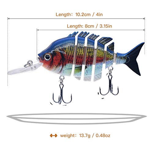 ROSE KULI Fishing Lures for Bass Multi Jointed Hard Crankbaits Lifelike Fishing Bait Tackle Kits