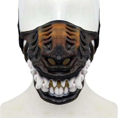 Scary Dog Muzzle for Halloween,Gruseliger Werwolf-Hundemaulkorb mit großen Zähnen – Bunte Zombie-Maske, lustiges Kostüm für Halloween (1 Stück, 32cm)
