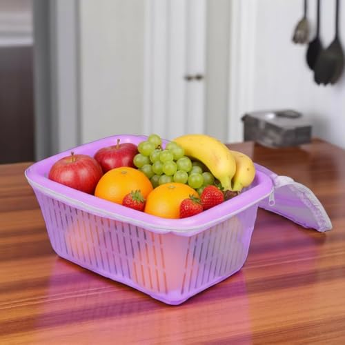 Image of GI9IUS Multipurpose Safe Net Cover Plastic Fruit & Vegetable (Onion,Potato) Storage Basket (Purple)