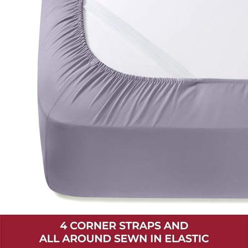Image of Mellanni RV Short Queen Sheets - 4 PC Iconic Collection Bedding | Hotel Luxury, Extra Soft, Cooling Bed Sheets - Deep Pocket up to 10 inch (RV /Short Queen, Hazy Lilac)