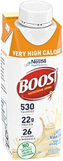 Boost Very High Calorie Nutritional Drink, Very Vanilla, 8 Ounce Box, Pack of 27