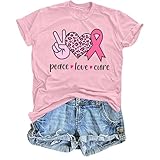 Zylkor Breast Cancer Awareness T Shirt for Women Pink Ribbon Cancer Shirts Leopard Cancer Fighter Tees Tops