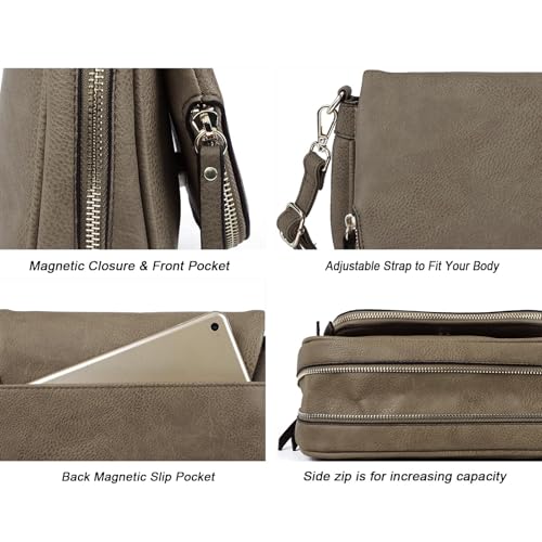 Image of Crossbody Bags for Women Small Pu Leather Over the Shoulder Purses and Flap Cross Body Handbags with Multi Pockets