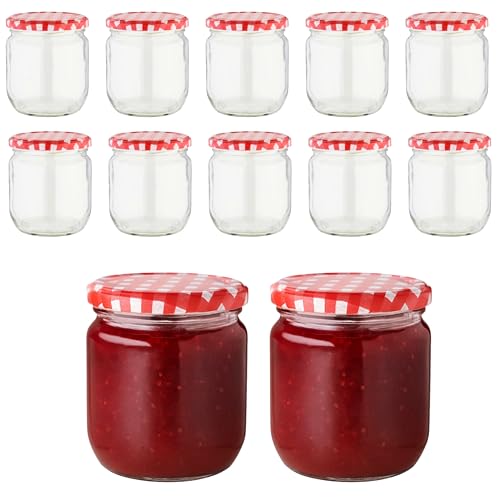 Produktfoto von Devitre 12er Set Marmeladengläser 425 ml Einmachgläser mit Deckel + Etiketten