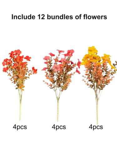 UJROQI Artificial Violet Mums Flowers for Autumn Outdoor Decor, 12-Stem Multi Pack Faux Fall Flowers for Front Porch, Patio, Garden & Large Planters, Fade Resistant Silk Fake Flowers - image 2