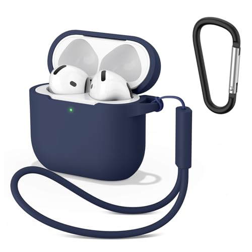 AirPods 4/ Airpods 4th Generation (2024) Case Cover Soft TPU Clear AirPods 4 Case Shockproof Protective Cover for AirPods 4th Generation Case (Midnight Blue)
