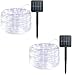 Lalapao Rope Lights 2 Pack Solar Powered Xmas String Lights 120 LED Christmas Fairy Decor Lighting with 8 Modes for Outdoor Indoor Tree Garden Patio Lawn Holiday Bedroom Wedding Waterproof (White)