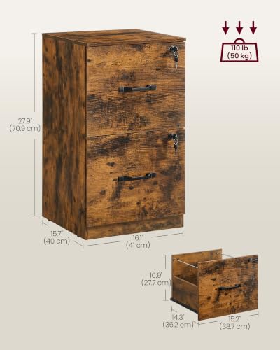 Image of VASAGLE 2 Drawer File Cabinet with Locks, for A4, Letter Sized Documents
