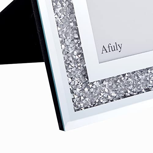 2Pcs Glass Crystal Photo Frame, Diamond Mirror Photo Frame, Silver Luxury Photo Frame, Exquisite Decorations (Size 4X6) #TOP1